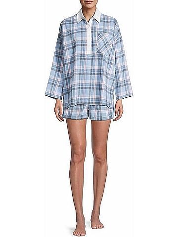 Free People Sunday Morning Sleep Shirt in Pale Blue Combo (view 2)