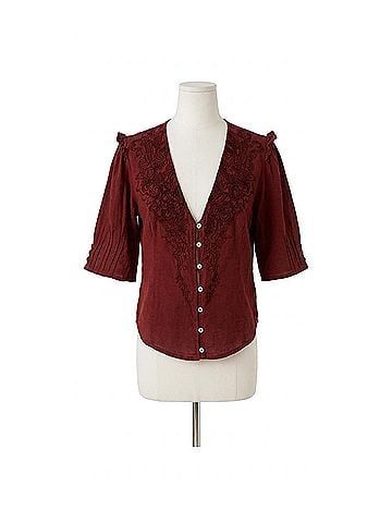 Free People Cotton Embroidered Blouse in Red (view 1)