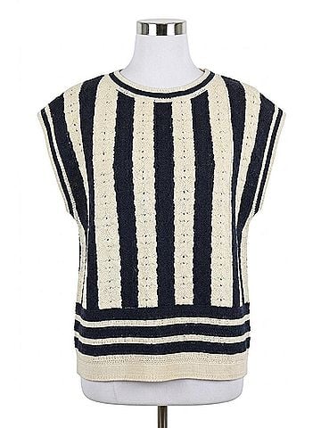 FRNCH Moss Street Stripe Side Tie Top in Blue (view 1)