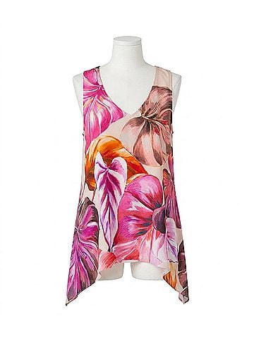 Karen Kane Parity Uneven Hem Tank in Multi Print (view 1)