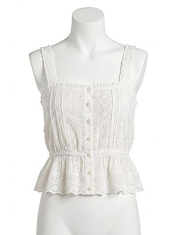 Astr Saanvi Eyelet Lace Peplum Top in White (view 1)