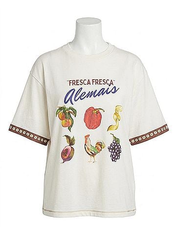 ALEMAIS Mercado Fresca Graphic Tee in Cream (view 1)