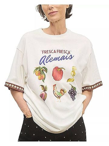 ALEMAIS Mercado Fresca Graphic Tee in Cream (view 2)