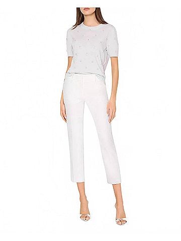 Milly Rosalyn Rhinestone Crew Neck Top in Light Blue Melange (view 2)