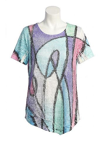 Jess & Jane Sonata Boucle Mesh Asymmetric Top in Multi (view 1)