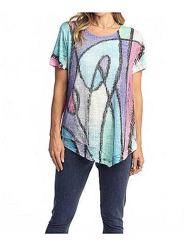 Jess & Jane Sonata Boucle Mesh Asymmetric Top in Multi (view 2)