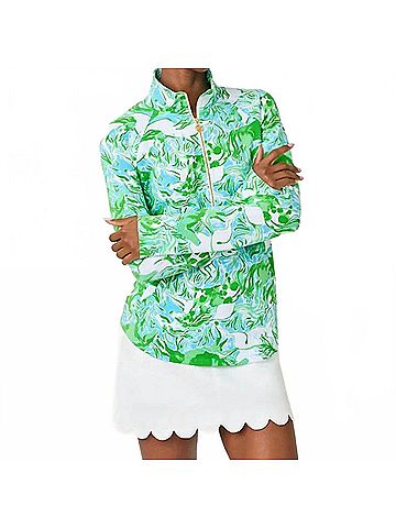 Lilly Pulitzer Skipper Upf 50+ Popover Top in Capri Blue Galloping Gals (view 2)