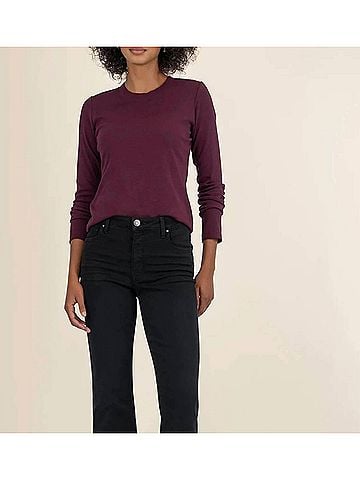 Kut from the Kloth Noelie Long Sleeve Top in Purple (view 2)