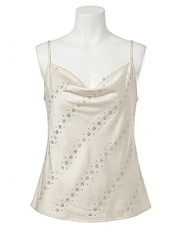 Mystree Embellished Cowl Neck Cami Top in Ivory (view 1)