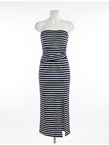 Ramy Brook Raya Textured Tube Top in Navy Stripe (view 1)