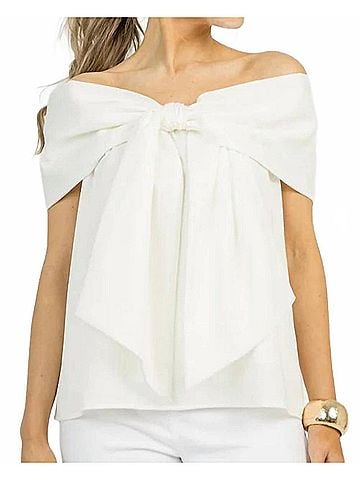 TCEC Elegance Bow Blouse in Ivory (view 2)