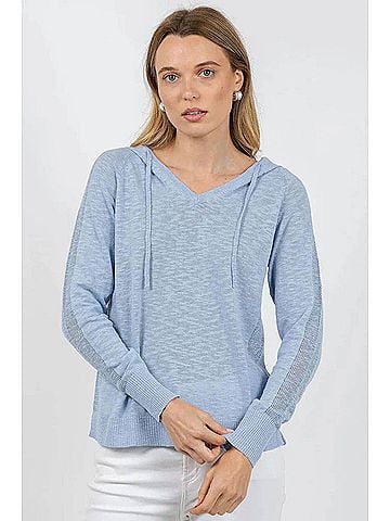 Elliott Lauren Boardwalk Hoodie With Mesh Details in Sky (view 2)