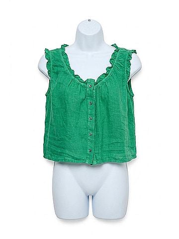 Velvet by Graham & Spencer Tana Woven Linen Tank Top in Shamrock (view 1)