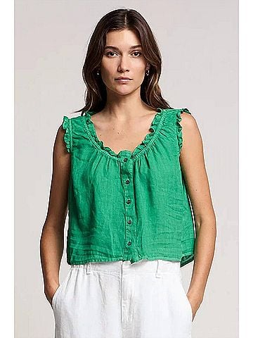 Velvet by Graham & Spencer Tana Woven Linen Tank Top in Shamrock (view 2)