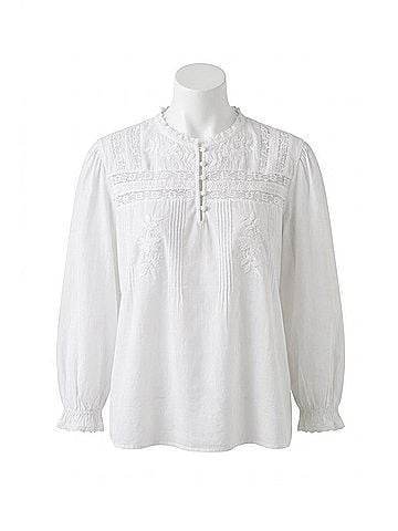 Velvet by Graham & Spencer Cotton Lace Byrdie Top in White (view 1)