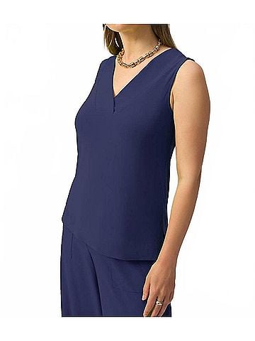Joseph Ribkoff Silky Knit V-Neck Tank Top in Midnight Blue (view 2)