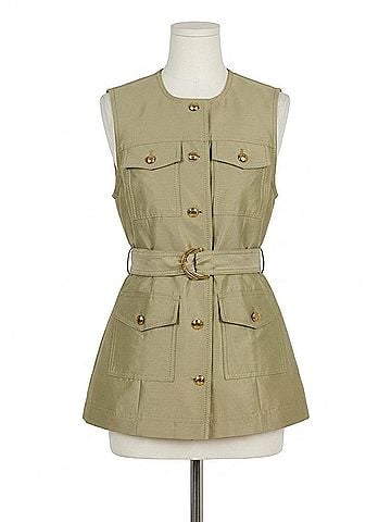 Zimmermann Luna Wool Silk Utility Vest Top in Palm (view 1)