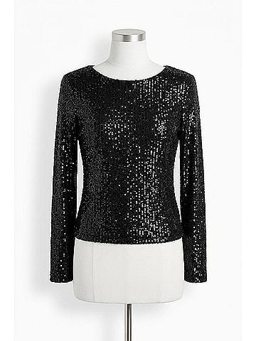 Z Supply Sequin Long Sleeve Top in Black (view 1)