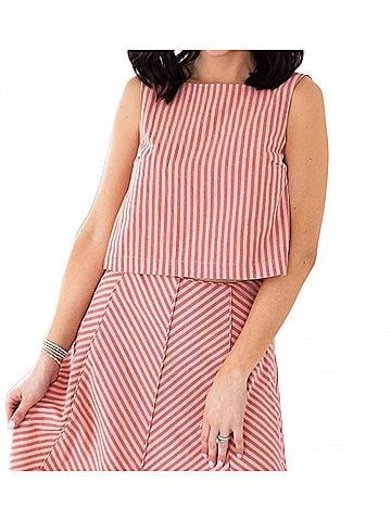 Minkpink Paloma Low Back Top in Red/White (view 2)