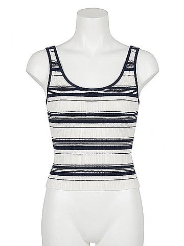 Astr Kaylea Sweater Tank Top in Navy Stripe (view 1)