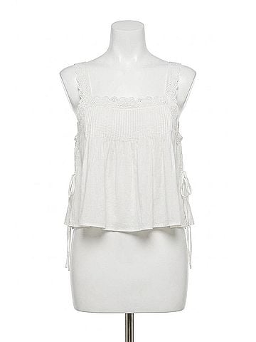 Astr Lori Eyelet Babydoll Top in White (view 1)