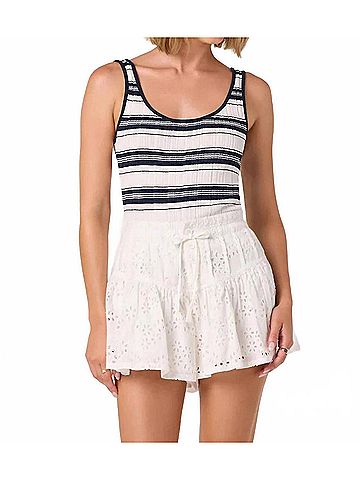 Astr Kaylea Sweater Tank Top in Navy Stripe (view 2)