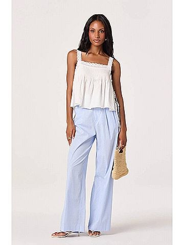 Astr Lori Eyelet Babydoll Top in White (view 2)