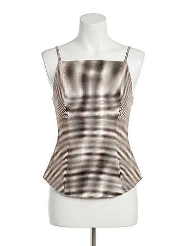 Astr Nora Open Back Top in Brown Gingham (view 1)