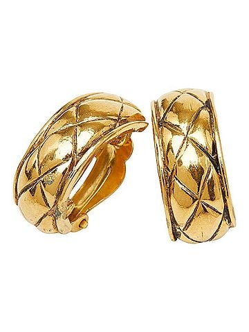 Chanel Chanel Matelassé Earrings, Gold Plated (GP), Women's. (view 1)