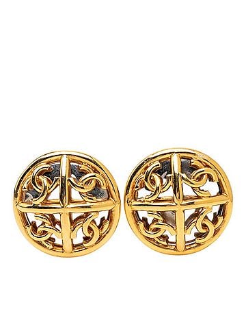 Chanel Chanel Coco Mark Round Earrings, Gold Plated, Women's CHANEL (view 1)