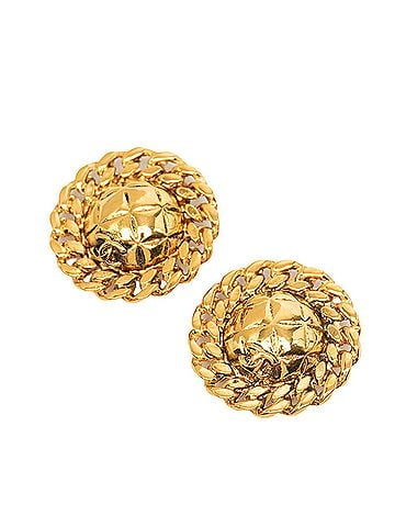 Chanel Chanel Coco Mark Matelassé Chain Earrings, Gold Plated (GP), Women's. (view 1)