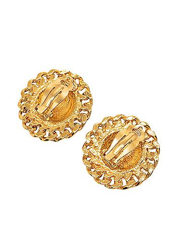 Chanel Chanel Coco Mark Matelassé Chain Earrings, Gold Plated (GP), Women's. (view 2)