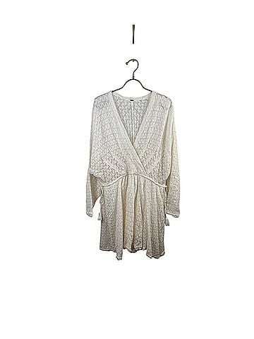 Free People Cream Laced Draped Snug Bug Casual Dress (view 1)