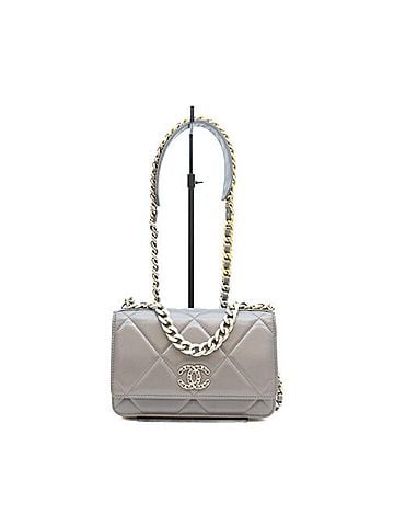 Chanel CHANEL AP0957 Grey Lambskin Chain Wallet Shoulder Bag with Gold and Silver Hardware - Women's (view 1)