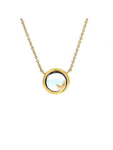 Tiffany & Co. Paloma Picasso Olive Leaf Pendant Necklace 18K Yellow Gold with Blue Topaz (view 1)