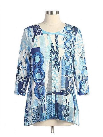 Jess & Jane Chiffon Hem Top in Blue Ocean (view 1)