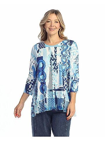 Jess & Jane Chiffon Hem Top in Blue Ocean (view 2)
