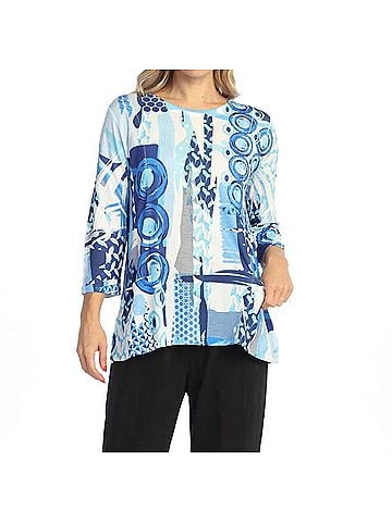 Jess & Jane Patch Pocket Top in Blue Ocean (view 2)