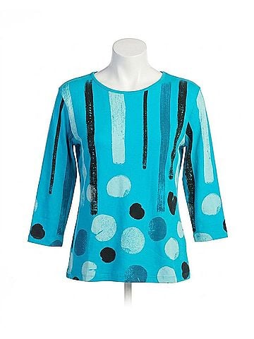 Jess & Jane Printed Cotton Top in Drizzle Abstract (view 1)