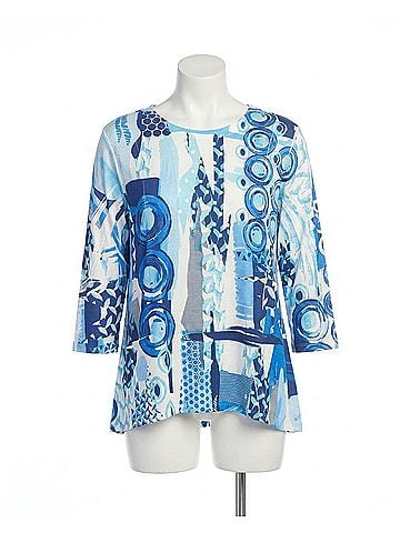 Jess & Jane Patch Pocket Top in Blue Ocean (view 1)