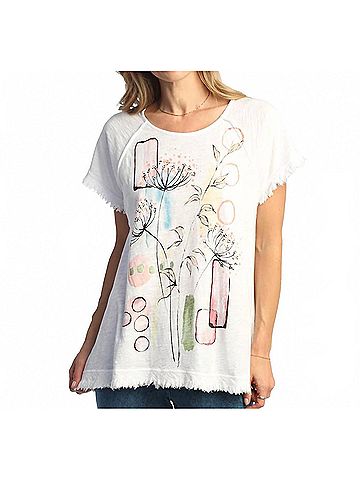 Jess & Jane Provence Mineral Washed Gauze Cotton Top in White (view 2)
