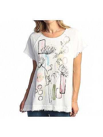 Jess & Jane Provence Mineral Washed Gauze Cotton Top in White (view 2)
