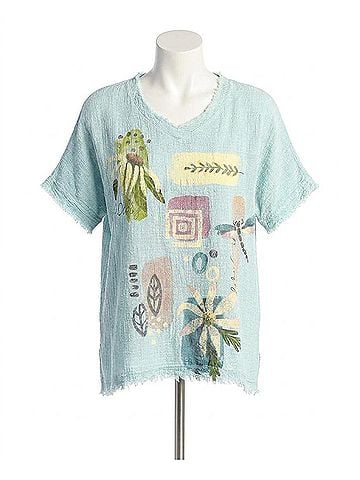 Jess & Jane Verano Mineral Washed Cotton Gauze Top in Mint (view 1)