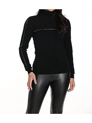 Frank Lyman Design Embellishments Turtleneck Top in Black (view 2)