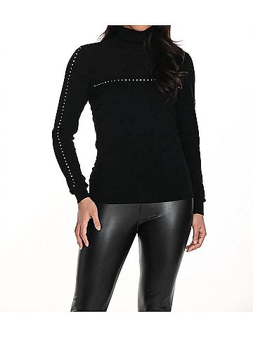 Frank Lyman Design Embellishments Turtleneck Top in Black (view 2)
