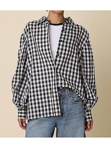 Olivaceous Haley Gingham Button Down Shirt in Pattern (view 2)