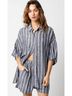 Olivaceous Stripes Blue Olivia Short Sleeve Button Down Top in Blue Size S - photo 2