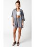 Olivaceous Stripes Blue Olivia Short Sleeve Button Down Top in Blue Size S - photo 4