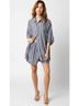 Olivaceous Stripes Blue Olivia Short Sleeve Button Down Top in Blue Size M - photo 3