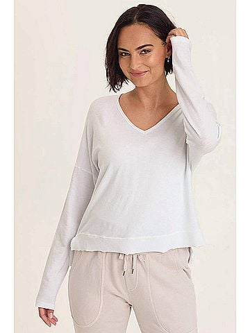 XCVI Odilia Long Sleeve Tee in White (view 2)